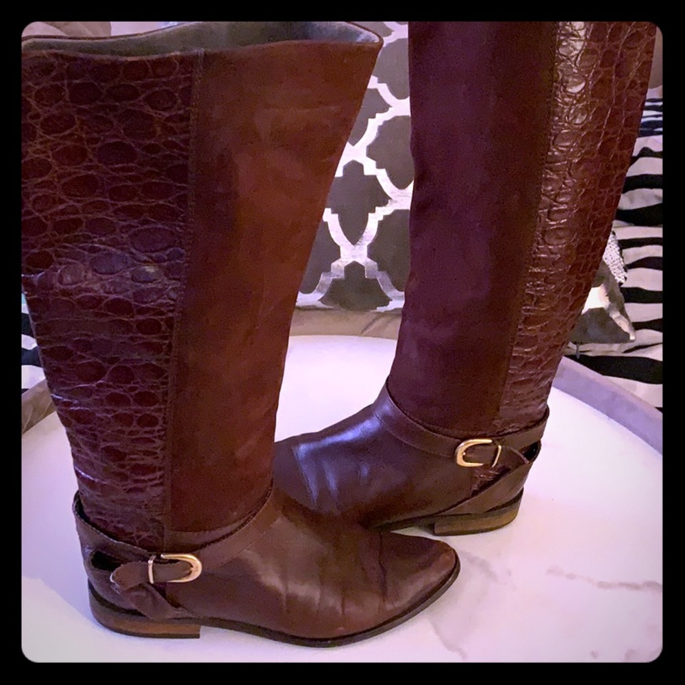 MYRTO Italian leather crocodile embossed boot